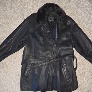 Blk all leather coat